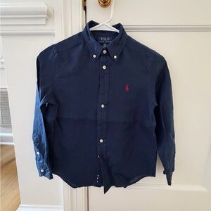 Polo by Ralph Lauren Navy Button-Down Shirt with Red Pony - Size 7, 8